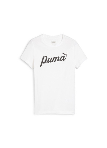 Белая демисезонная детская футболка ess+ script youth tee Puma