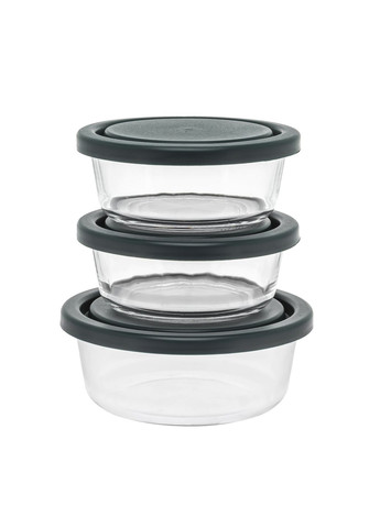 Набір контейнерів ємностей для їжі зі скла з кришками 3 шт. S&T (330579671)