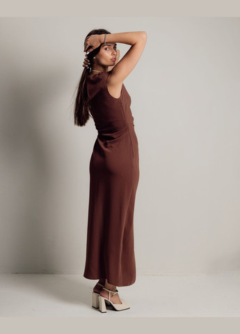 Коричневое вечернее платье длинное женское приталенное Phardi