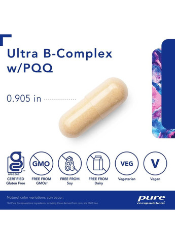 Комплекс вітамінів групи В плюс PQQ (Ultra B-Complex with PQQ) 60 капсул Pure Encapsulations (373282096)
