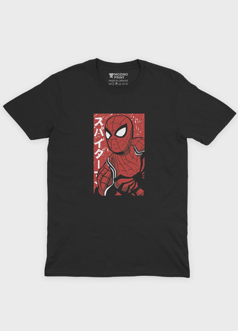 Черная демисезонная футболка для мальчика с принтом супергероя - человек-паук (ts001-1-bl-006-014-044-b) Modno