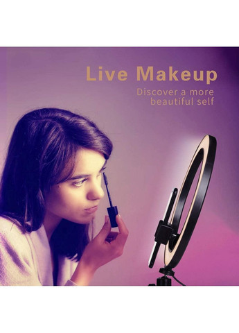 Кольцевая лампа со штативом и держателем телефона, светодиодный LED светильник для макияжа, трансляций, видео No Brand (353746159)