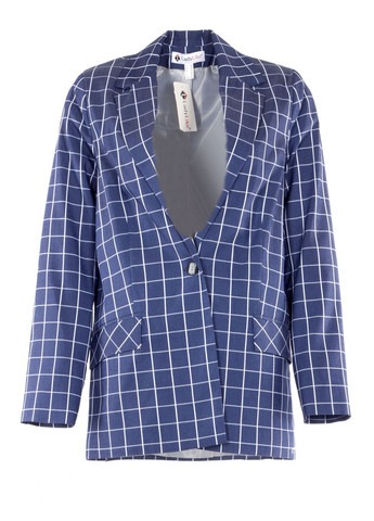 Синий женский женский жакет в белую большую клеточку (ll171014464) LadyLike - всесезон