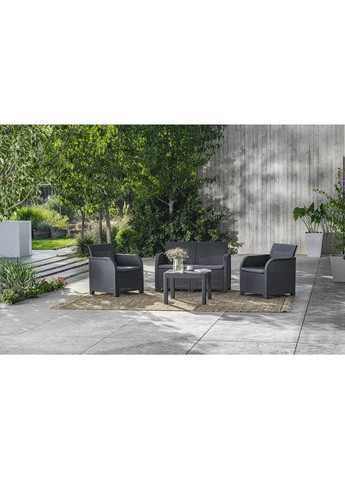Комплект садовой мебели Rosalie 1 диван + 2 кресла + 1 стол графит 249561 Keter (317307319)