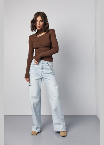 Жіноча водолазка з драпіруванням та асиметричним вирізом спереду Lurex (317233771)