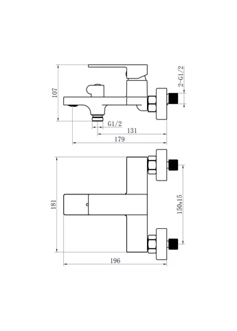 Змішувач для ванни Gemini (з душовим гарнітуром) QTGEM259GMB45684 Gunmetal Black PVD Qtap 259 (383059374)