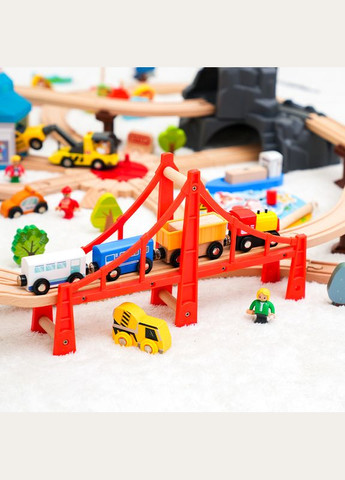 Дитяча іграшкова залізниця з дерева, 121 деталь, 120x90 (Brio, Ikea, Playtive) GD-IK, Електро локомотив Iekool (322280579)