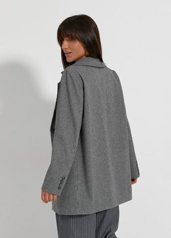 Серый женский классический удлиненный женский пиджак шерсть гусиная лапка ARTMON с узором пье-де-пуль «гусиная лапка» - демисезонный