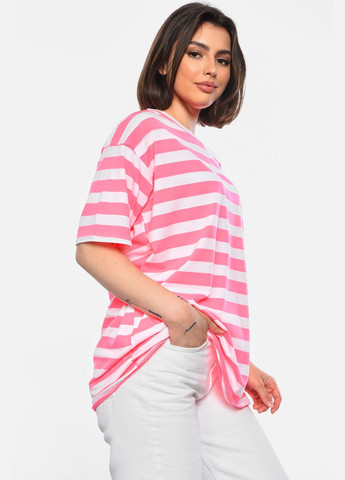 Рожева літня футболка жіноча напівбатальна в смужку рожевого кольору Let's Shop