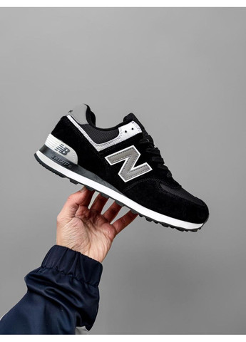 КРОССОВКИ ЖЕНСКИЕ NEW BALANCE 574 BLACK / WHITE НЬЮ БЕЛАНС 574 No Brand чёрные демисезоны (368862415)