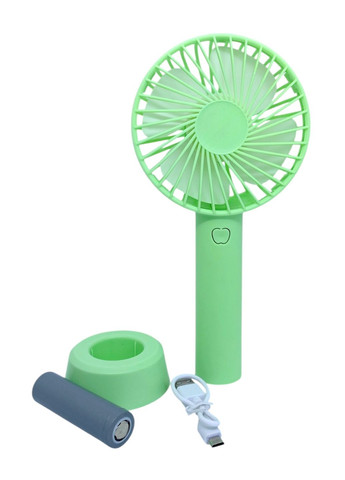 Вентилятор на акумуляторі ручний з підставкою портативний складаний зарядка від USB салатовий 3 режими No Brand (331155410)