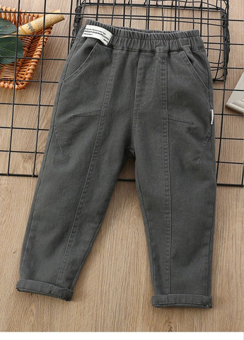 Серые демисезонные прямые, мом фит, свободные мягкие котоновые штаны джинсы на мальчика от 2 лет Kacady