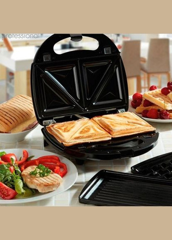 Мультимейкер вафельница сэндвичница гриль 3в1 со съемными формами CB1075 PRO Черная Crownberg (306716615)