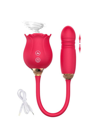 Вібратор Роза рожевий двосторонній стимулятор вакуумний для жінок No Brand (339092257)