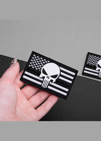 Набор шевронов 2 шт. с липучкой Череп Карателя Флаг США черная полоска, пожарный 5х8 см, патч нашивка IDEIA (300229079)