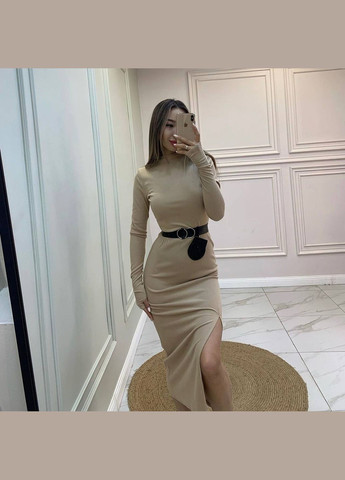 Бежева коктейльна, ділова, повсякденний, кежуал, джинсова, вечірня сукня жіноча No Brand однотонна