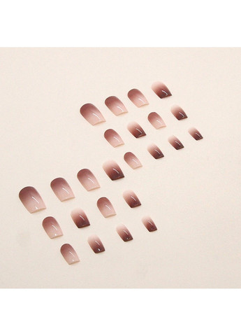 Накладні нігті з клеєм A733 Бежевий-коричневий 24 шт (A9878) Nails (308864045)