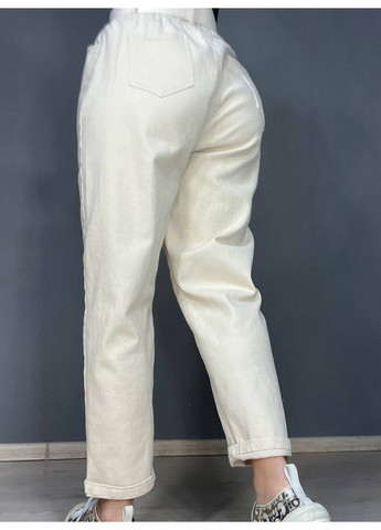 Джинси жіночі A-N 25072 MOM банани талія на резинці з ременем стрейчеві оверсайз молочні No Brand - (327303112)