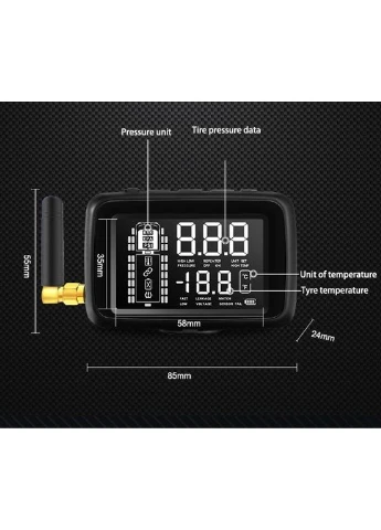 Система контролю тиску та температури в шинах TPMS Careud U901RV для вантажівок Внутрішні датчики No Brand (386211581)