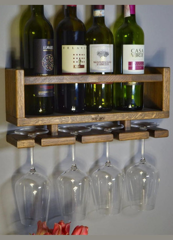Настенная винная полка из дерева Киото сиена (ПНК-000205) No Brand (327425498)