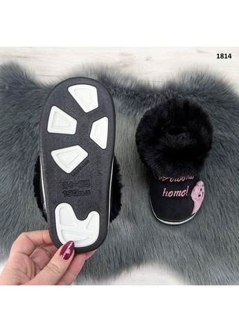 Черные тапочки детские домашние теплые закрытые Lion