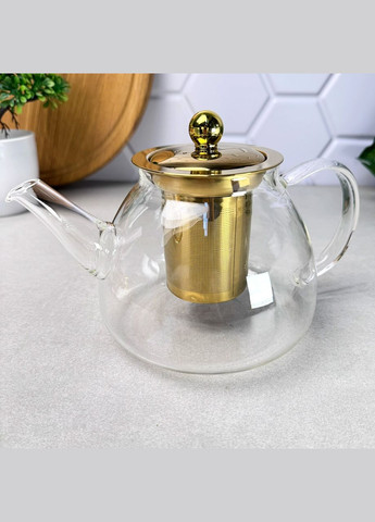 Скляний чайник для плити 1 л Dammann Золото No Brand (315436537)