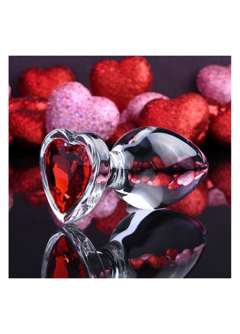 Анальная пробка стеклянная ADAM ET EVE RED HEART GEM GLASS PLUG LARGE Adam & Eve (290850446)