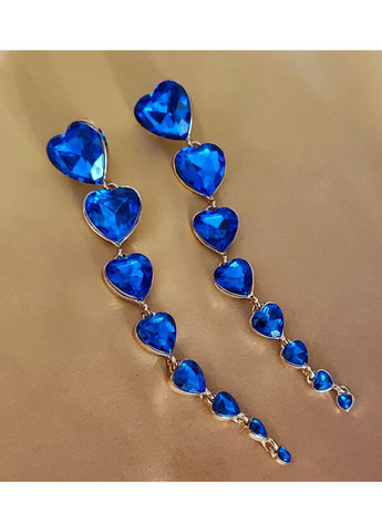 Сережки біжутерія довгі Сині серця No Brand (361080979)