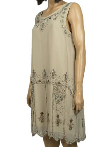 Бежевое вечернее платье шифоновое богемное меди бежевый Sorbet с орнаментом