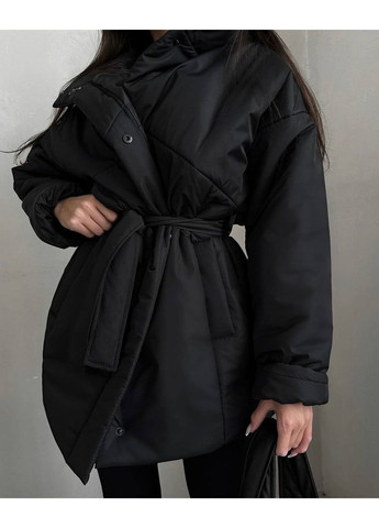 Чорна зимня жіноча тепла бомбезна куртка з матової плащівки канада — заміри в описі куртка-пальто DK/DL Мода без кордонів