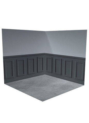 Угловой виниловый фотофон 3D, тёмная панельная стена с молдингами, пол серый и тёмный бетон, 70×70 см, №58389 PhotoVinyl (354377311)