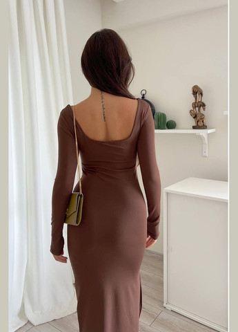 Коричнева женское платье приталенного кроя цвет шоколад р.42/44 449114 New Trend