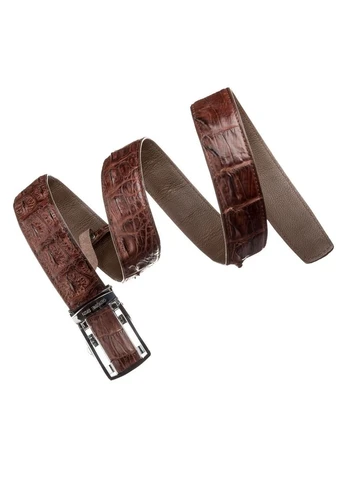 Ремень-автомат 18235 из натуральной кожи крокодила (каймана) Коричневый Crocodile leather (392289156)