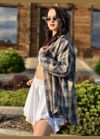 Жіноча сорочка в клітинку Блакитна/Капучино Maybel (327415297)