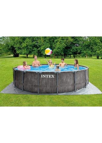Каркасный бассейн Intex 26742, 457 x 122 см + фильтр-насос + лестница + тент + подстилка Losso (383363257)