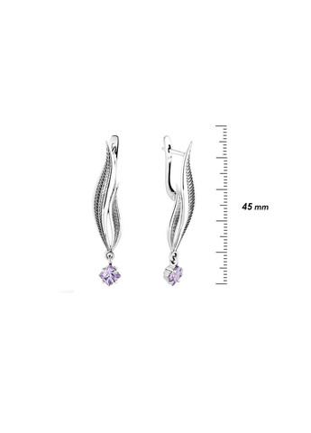 Сережки срібні Вербочка Lavender 925 Zirkon No Brand (364890955)