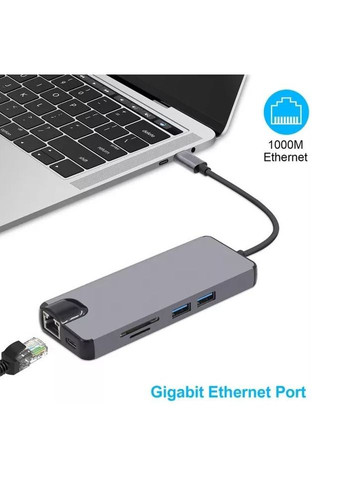 Мультипорт USB Хаб USB Type C HDMI M/F (папа/мама) +VGA +PD87W 2xUSB3.0 +RJ45 +Card Lucom (370888149)