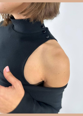 Чорна святковий, коктейльна, вечірня сукня з відкритими плечима, силуетна, футляр F&P однотонна