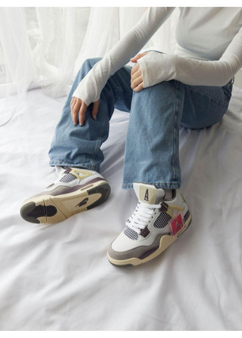 Бежеві Осінні кросівки чоловічі nike air jordan 4 white beige bordo найк аір джордан No Brand