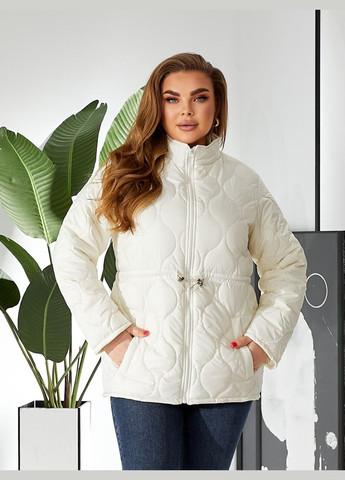 Молочна жіноча весняна куртка колір молочний р.54/56 452767 New Trend
