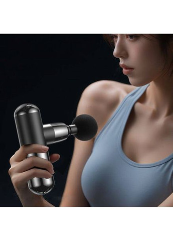 Ударний масажер акумуляторний вібромасажер перкусійний із 4 насадками 6 режимів для відновлення м'язів для шиї спини ніг тіла XO (361029135)