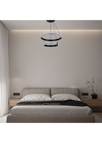 Підвісна led люстра 120W 40+60см в чорному кольорі (87-1220 (400+600) BK) No Brand (370071732)