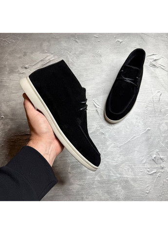 Черные ботинки из натуральной замши внутри меха Україна