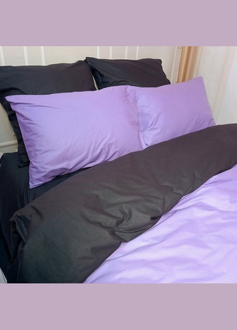 Постільна білизна ДУЕТ Лавандовий настрій/Антрацит Ранфорс Сімейна на резинці MERISET (278256264)