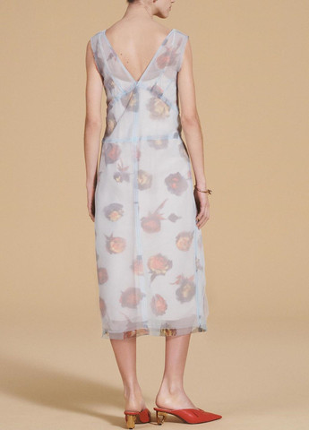 Комбинированное повседневный платье Zara с цветочным принтом