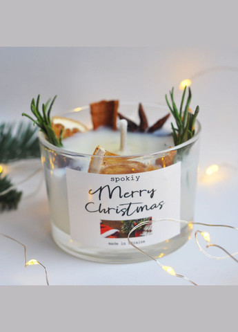 Новогодняя свеча ручной роботы из соевого воска «Merry Christmas» SP2413, 150 г Spokiy (322948809)