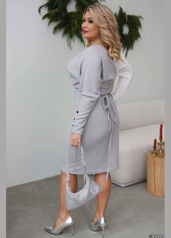 Серое деловое, кэжуал, коктейльное, вечернее женское платье силуэтная FINO Mode