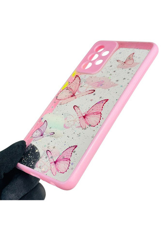 Чохол для Galaxy A52s (SM-A528F) з блискітками з метеликами на самсунг а52с рожевий Samsung (366389352)
