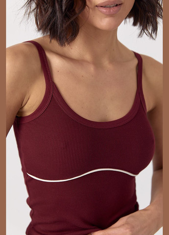 Майка в рубчик с контрастной вставкой под грудью - черный цвет Lurex — 324392677