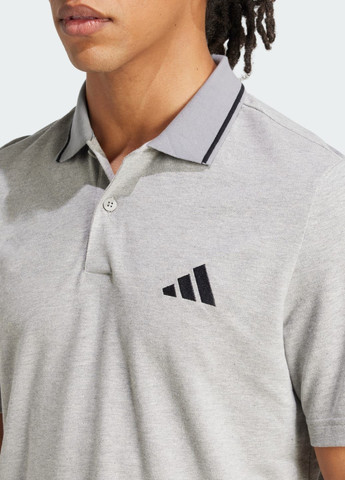 Сіра футболка-поло essentials small logo piqué adidas